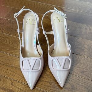 Valentino Garavani VLogo Signature Patent Leather Slingback Pumps
